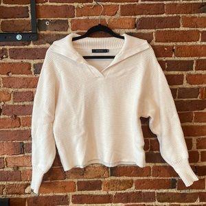 Zessica ribbed exaggerated collar sweater